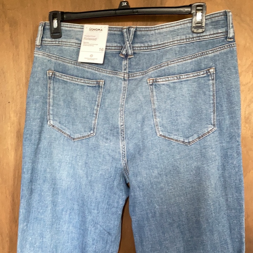 Sonoma relaxed pleated front jean high rise straight leg opening casual retro 16 - Picture 7 of 17